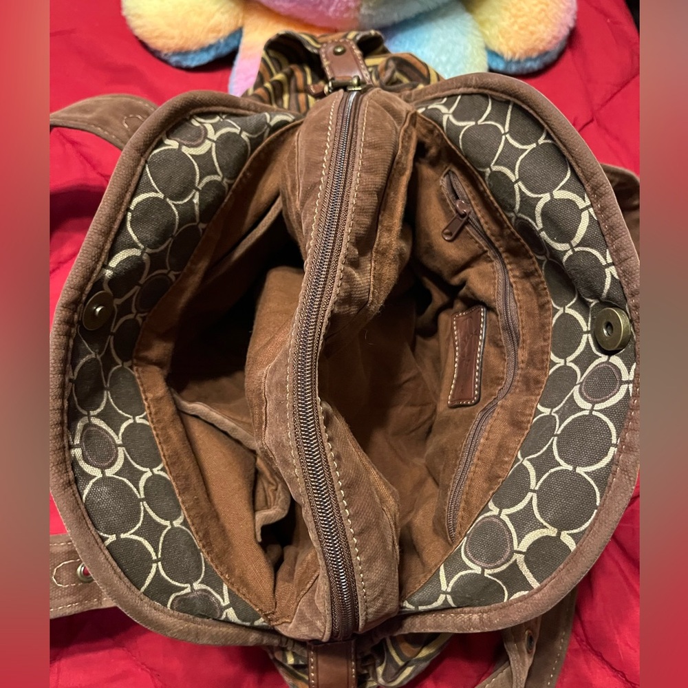 Guc Fossil Brown Floral/ Geometric Pattern Satche… - image 7